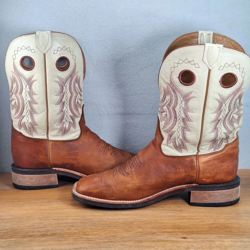Tony Lama Buckaroo Men's 11D Western Cowboy Boots Brown Leather Made in USA